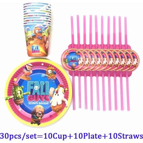 Game Boys Guys Ultimate Knockout Theme Party Decor Tableware Paper Cups Plate Straws Baby Boys Girls Birthday Party Supplies Set