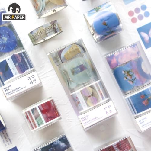 JIUMO 5 Designs Fell Beautiful Series Diary DIY Written In Minimalist Washi Tape Decoration Label Craft Mask Easy To Tear