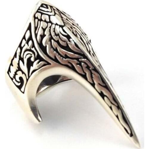 Vintage Men Irregular Thumb Ring Silver Color Carved Special Pattern Knuckle Rings Alien War Crown Punk Jewelry Ring Accessories