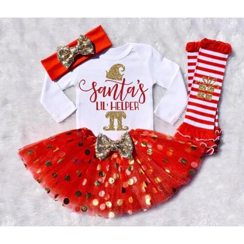 Customize winter Christmas birthday Long Sleeve bodysuit onepiece Tutu shirt legwarmers toodles Outfit baby shower party gifts