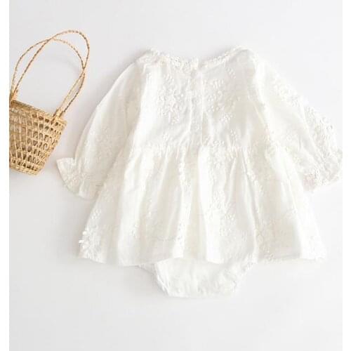 Newborn Baby Girl Rompers White Romper Embroidery Lace Floral Princess Rompers Spring Autumn Clothing