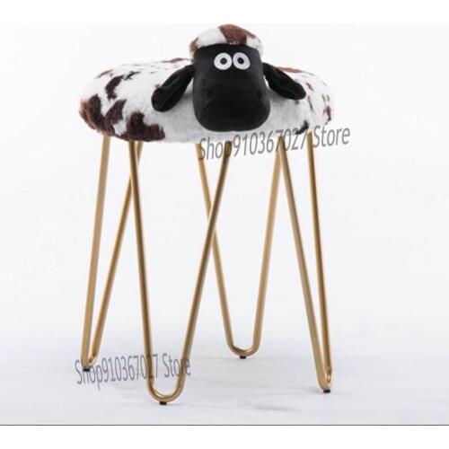 Creative Lamb Shaun Makeup Stool Iron Dressing Stool Nordic Design Nail Stool Simple Bedroom Stool