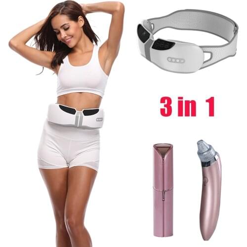 LASTEK Laser Therapy Device Fat Burning Body Shaper Ultrasonic Slimming Belt + Electric Face fat pusher Massager + Pore Cleaner