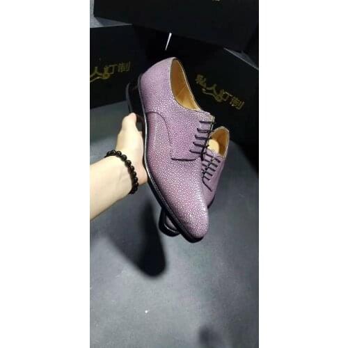 2019 Newly 100% real genuine Pearl fish skin men business dress shoe with genuine cowhide skin lining leisure men shoe