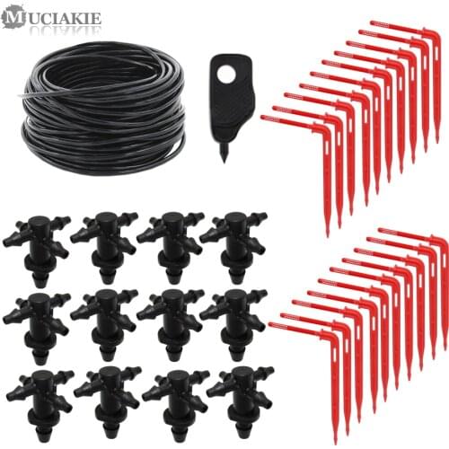 MUCIAKIE 100M to 10M 3/5mm Micro Drip Irrigation Kits 5-Way Water Connector with Red Arrow Dripper Potted Garden Watering System