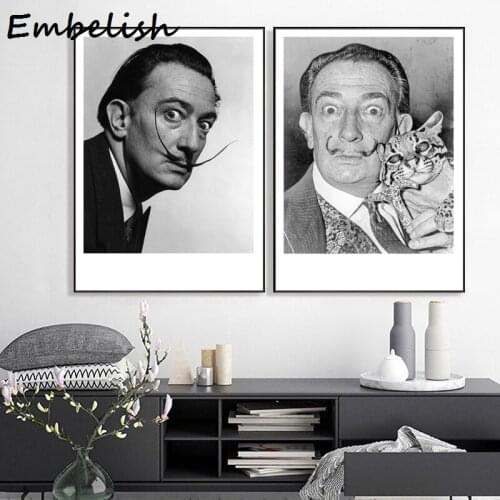 Salvador Dali Wall Art Posters and Prints Spanish artist Black White Photo Canvas Painting Wall Picture for Living Room Decor