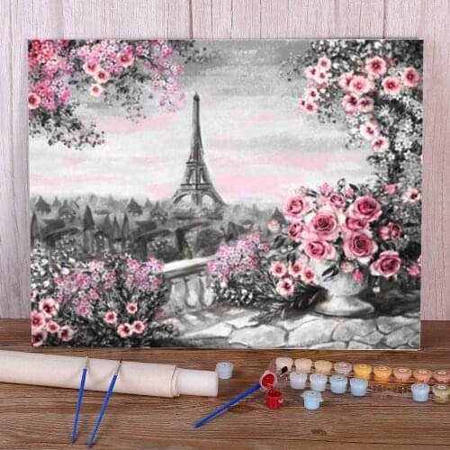 Landscape Street Coloring By Numbers Painting Kit Acrylic Paints 40*50 Paiting By Numbers Paintings For Adults Handicraft