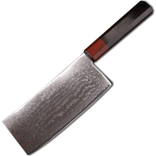 6.5 Inch Square Head Damascus VG10 Sandalwood Handle Chef Cutting Vegetables Meat Outdoor Camping EDC Tool Knife