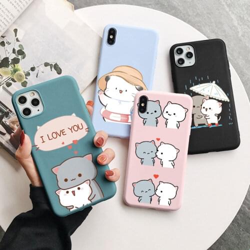 Couples Gray Cat Case For Huawei P40 P20 P30 Lite Pro P Smart 2021 Y6 Y7 2019 Honor 10i 20i 9X 8X 8A 10 20 Lite TPU Funda Cover