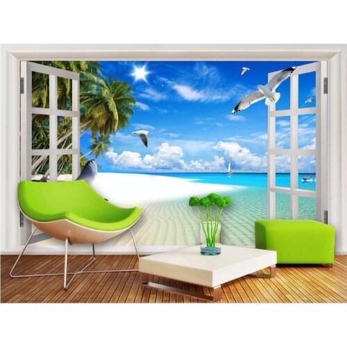 Custom photo mural 3d wallpaper maldives sea view decoration painting picture 3d wall murals wallpaper for living room walls 3 d