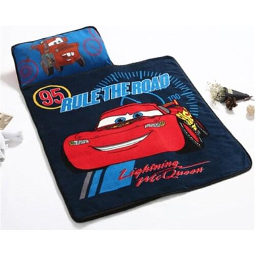 Disney Lightning McQueen Cars Throw Frozen Portable Rolled Nap Mat with blanket Pillow Boys Yoda Toddler Baby Sleeping Bag