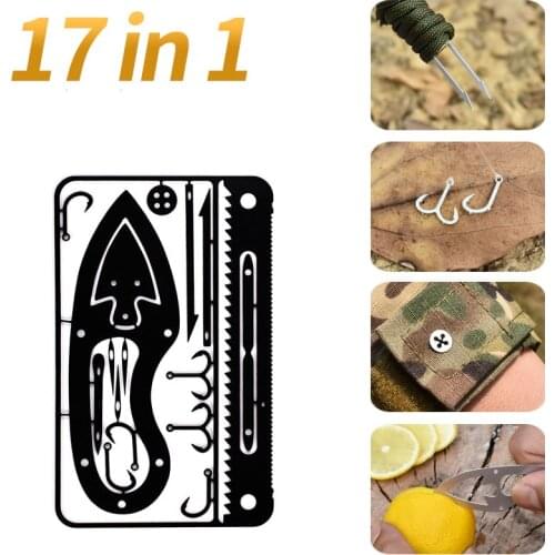 17 In 1 Fishing Gear Credit Card Multi-tool Outdoor Camping Equipment Survival Tools Hunting Emergency Survival Edc Kit