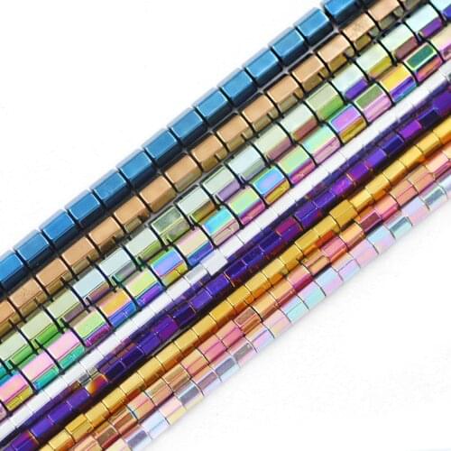 Blue,Gold,Green,Purple 3/4MM Hexagon Cylinder Hematite Natural Stone Spacer Loose Beads For Jewelry Making Diy Bracelet Necklace