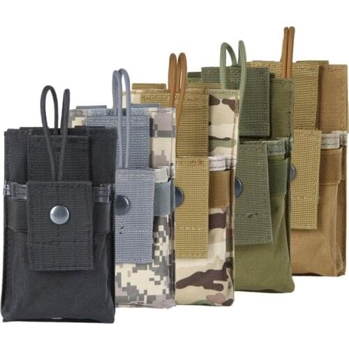 Outdoor Tactical Gear Camping Tactical Radio Case Adjustable Holder Walkie Talkie Holster Holster Molle Pouch Nylon Pouch