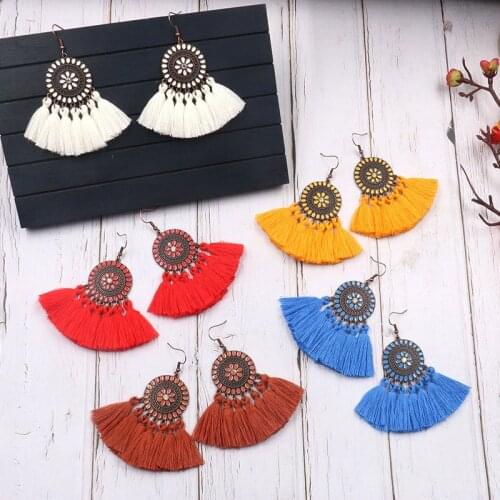 Bohemia Korean Big Tassel Earrings for Women Geometric Statement Earring Jewelry Gift Orecchini Pendientes Mujer Weekend Party