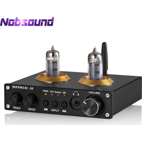 Nobsound HiFi Bluetooth 5.0 Vacuum Tube Preamp Stereo Audio Receiver Headphone Amplifier USB Music Player