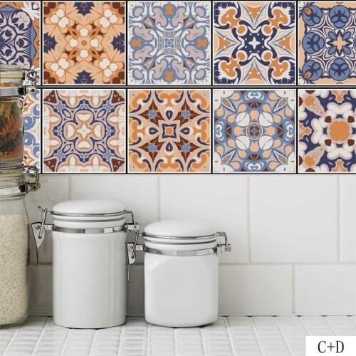 Vinyl Retro Art Tile Stickers Wallpaper For Kitchen Bathroom Home Decoration Wall Mural Self Adhesive Waterproof DIY Tile Decal