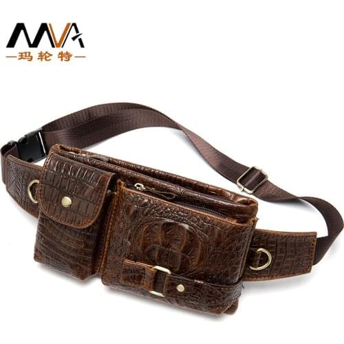 Male Vintage Retro Chest Bags Waist Packs For Men Travel Small Shoulder Bags Genuine Leather Money Keys Purses Gifts