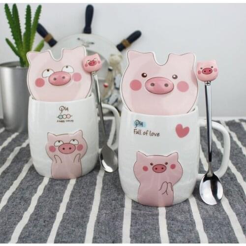 NEWYEARNEW Cute Pig Ceramic Mugs Cup Drinkware Water Coffee Cup Milk Girls Breakfast Lovers valentine Gifts