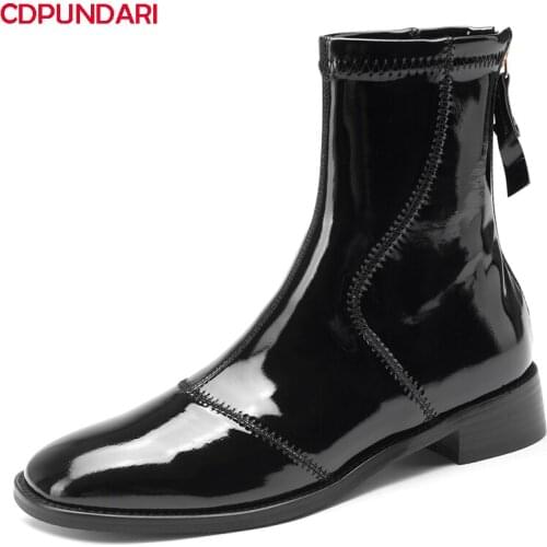 Ladies Black Low Heels Ankle Boots Women Autumn Winter Chelsea Short Boots Shoes Botines Mujer Bottines Pour Les Femmes