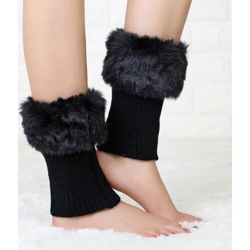 Women Winter Leg Warmers Lady Crochet Knit Plush Leg Boot Socks Toppers Cuffs Winter Fashion Solid Color Thermal Sleeves