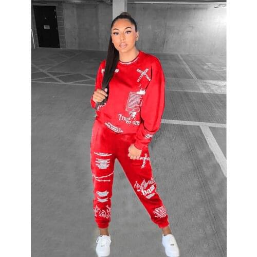 Womens Graffiti tracksuit 2 pieces Spring/Fall monogrammed oversized crewneck hoodie casual sport shirt jogging pantsuit