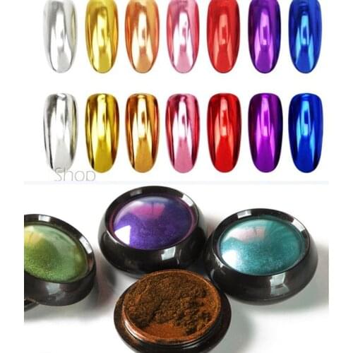 0.5g Powder Metallic Chrome Powder Metallic Chrome Powder in Mirror Silver, 19 Colors 1pc Nail Art Chrome Powder Pigment,KUY-24