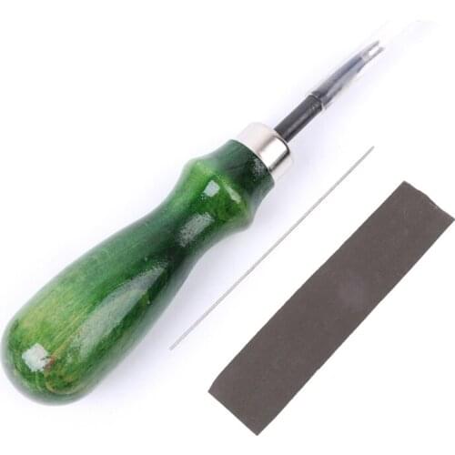 1 Set Leather Edge Skiving Beveling Wooden Handle Craft DIY Cutting Tool Kit E56C