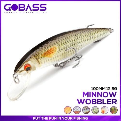 GOBASS Jerkbait Minnow Crank Wobblers 100mm 12.5g Rattling Crankbait Fishing Lure For Bass Fishing Artificial Baits Tackle Lure