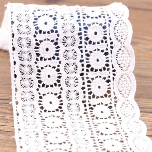 1 yards of white beautiful cotton lace fabric with satin with sewing manual DIY lace sewing supplies