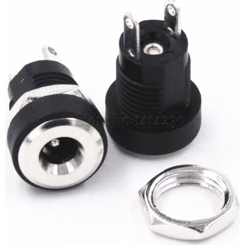 10Pcs 3A 12v for DC Power Supply Jack Socket Female Panel Mount Connector 3.5mm 1.35mm 2 Terminal types 3.5*1.35