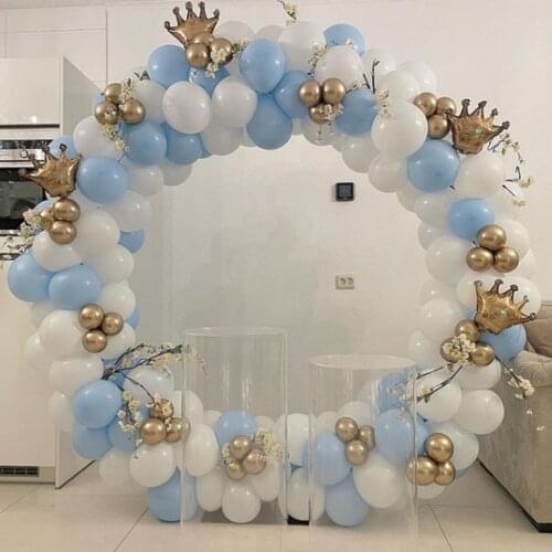 106pcs Macaron Blue Balloons Garland Baby Shower Decoration Gold Crown Balloon Arch Valentines Day Decoration Wedding Supplies