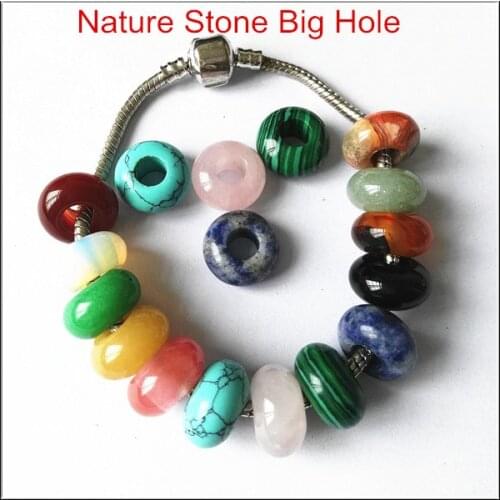 12pcs/lot European spacer beads nature stone beads accessories pandor opal glass black onyx rosee quartz 8x14mm chain bracelets