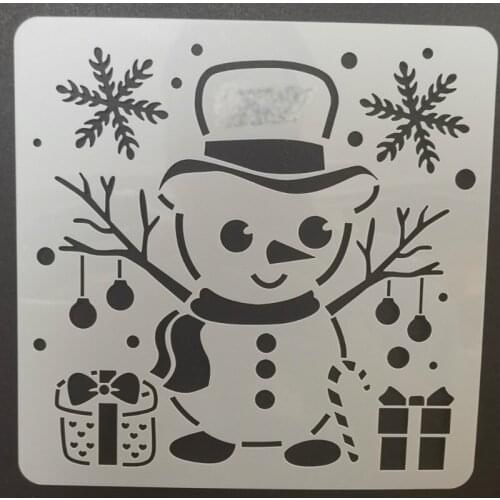 13*13 Christmas snowman pvc Layering Stencils for DIY Scrapbooking/photo album Decorative Embossing DIY Paper Cards Crafts
