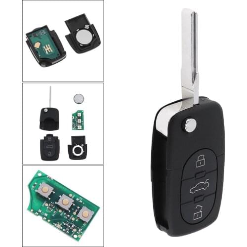 433MHz 3 Button Remote Key Fob Case ID48 FULL Repair Kit Fits Audi A3 A4 A6 A8