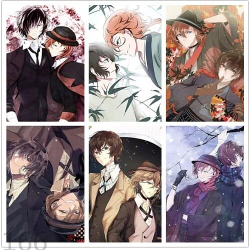 5d Diy Diamond Painting Japanese Animation Bungou Stray Dogs Square/round Diamond Embroidery Cross Stitch Mosaic Home Decoration