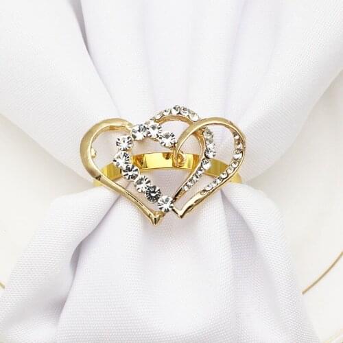 6pcs Love Valentines Day Diamond Napkin Button Napkin Ring Napkin Ring Metal Cloth Ring