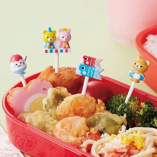 8PCS Animal Fruit Dessert Fork Set Bear Carp Mini Cartoon Children Snack Cake Dessert Pick For Kids Bento Lunches Party Decor