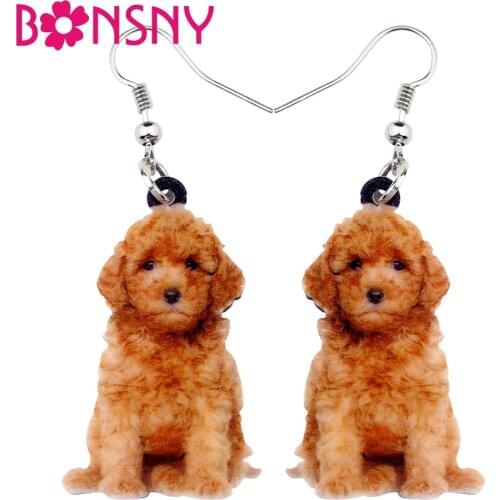 Bonsny Acrylic Lovely Dog Earrings Big Long pET Dangle Drop Animal Jewelry For Women Girls Ladies Teens Accessories Wholesale