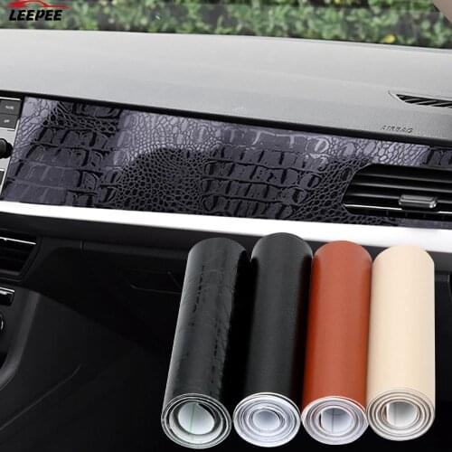 Car Styling 10cmX152cm PVC Adhesive Vinyl Film For Auto Car Body Internal Car Wrap Sticker Premium Leather Pattern DIY