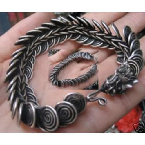 FREE shipping>>>> Vintage Tibet carvings of the dragons bracelet ghj