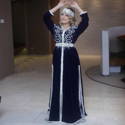 Elegant Simple Moroccan Caftan Evening Dress A-Line Long Sleeves Special Occasion Saudi Arabia Prom Dress Summer Dress Plus Size
