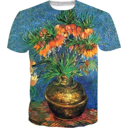 Van Gogh 3D Print Men Women Fashion T-Shirt Teens Casual Sunflowers Starry Night Tshirts Boy Girl Summer Cool Clothing Tees Top
