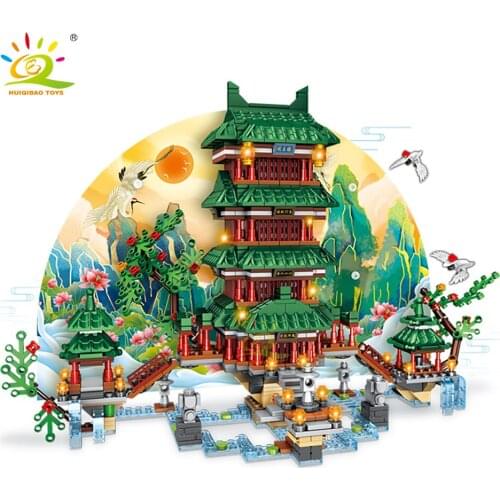 HUIQIBAO TOYS Chinese Culture Relics Architecture Yellow Crane Tower Tengwang Building Block for Children City Street View Brick