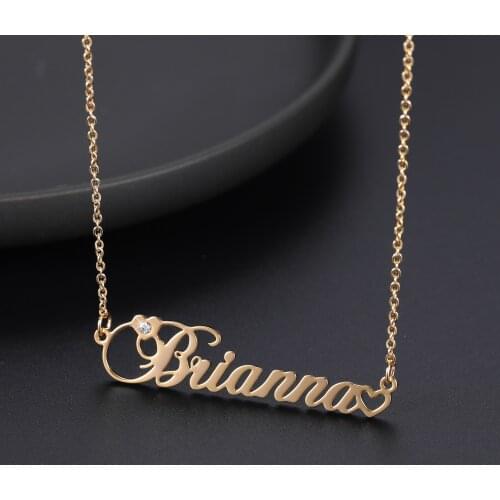 Customized Name Necklace Iced Out Diamond Nameplate Statement Necklace Stainless Steel Jewelry For Women Christmas Gifts