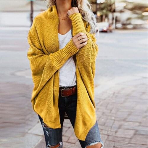 Cardigan Long Sweater Winter Kintted Sweater Women Solid Oversized Pullovers Casual Batwing Sleeve Outerwear Loose Pull
