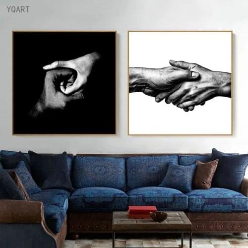 Black and White Hands Sketch Art Canvas Paintings Wall Art Picture for Modern Home Living Room Dining Room Decoration Poster