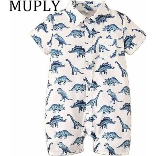 Newborn Baby Boys Clothing Rompers Infant Cartoon Dinosaur Printed Jumpsuit 3-18M Toddler Boy Fashion Summer Clothes