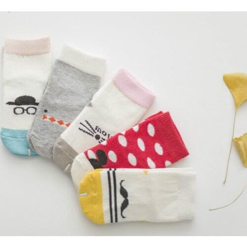 Hot Kids Socks 2017 Spring Beard Pattern Cartoon Infant Socks Baby Cotton In The Tube Baby Socks Boys Girls for 0-1-3 Years