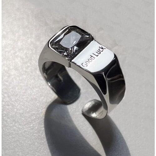 Fashion Silver Color Inlay Zircon Rings for Women Men Adjustable Finger Good Lucky Rings Party Jewelry Accessories Lovers Gifts